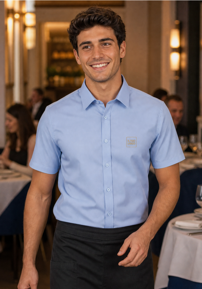    Camicia uomo elasticizzata MM azzurra DTC -K531