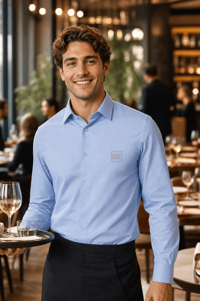    Camicia uomo elasticizzata  ML azzurra DTC-K529