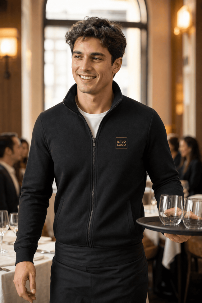    Felpa uomo full zip nera DTC-K4010