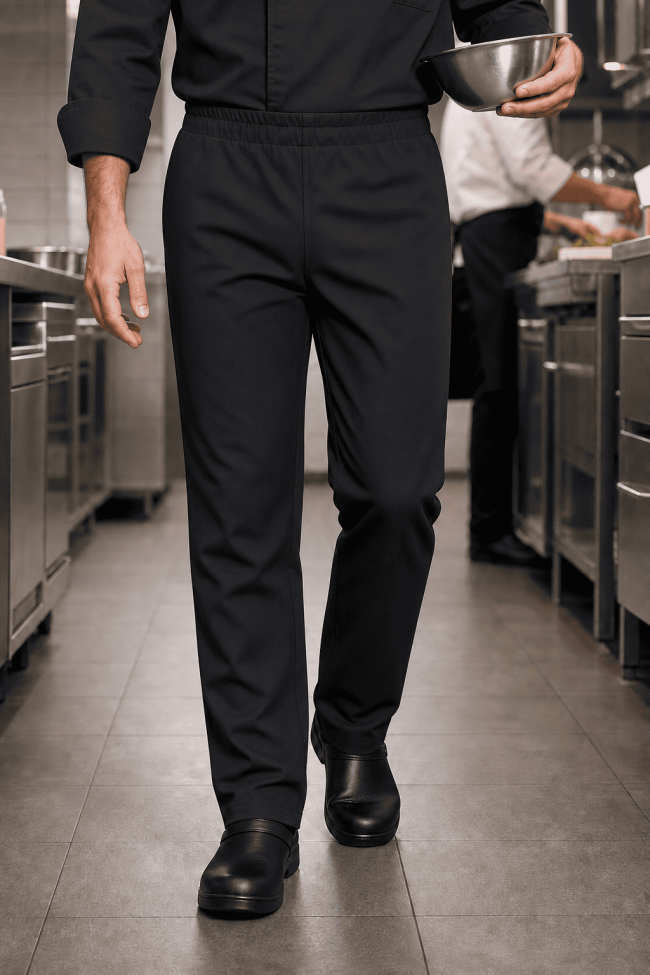    Pantalone cuoco nero unisex con coulisse U DTC-WK700