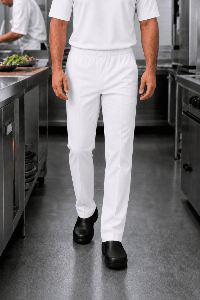   Pantalone cuoco bianco unisex con coulisse U DTC-wk700